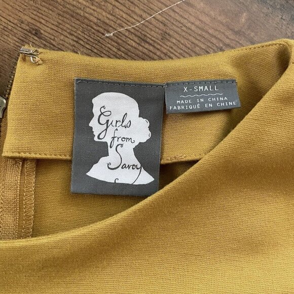 Girls From Savoy Womens Fit Flare Dress XS Mustard Yellow Twee ASO Taylor Swift - Picture 12 of 12